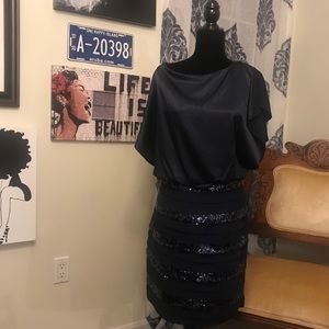 Navy Blue Party Dress with Sequins